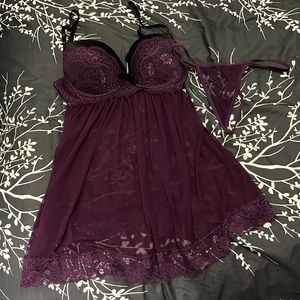 Purple lace teddy NWT